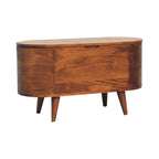 Rounded Solid Mango Wood Lift-Top Blanket Chest – Chestnut Finish
