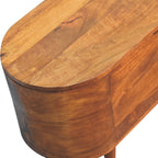 Rounded Solid Mango Wood Lift-Top Blanket Chest – Chestnut Finish