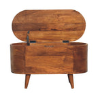 Rounded Solid Mango Wood Lift-Top Blanket Chest – Chestnut Finish