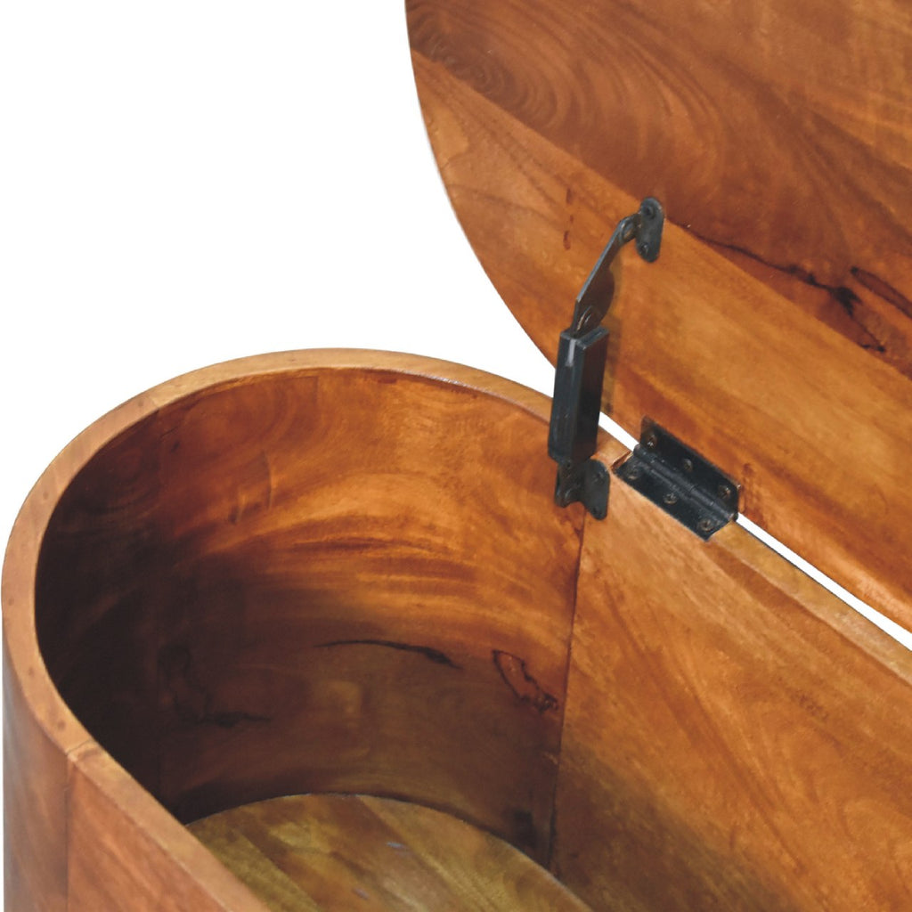 Rounded Solid Mango Wood Lift-Top Blanket Chest – Chestnut Finish
