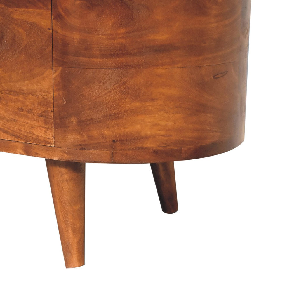 Rounded Solid Mango Wood Lift-Top Blanket Chest – Chestnut Finish