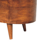 Rounded Solid Mango Wood Lift-Top Blanket Chest – Chestnut Finish