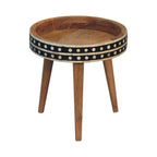 Mini Pattern Nordic Solid Mango Wood End Table – Oak-Ish Finish