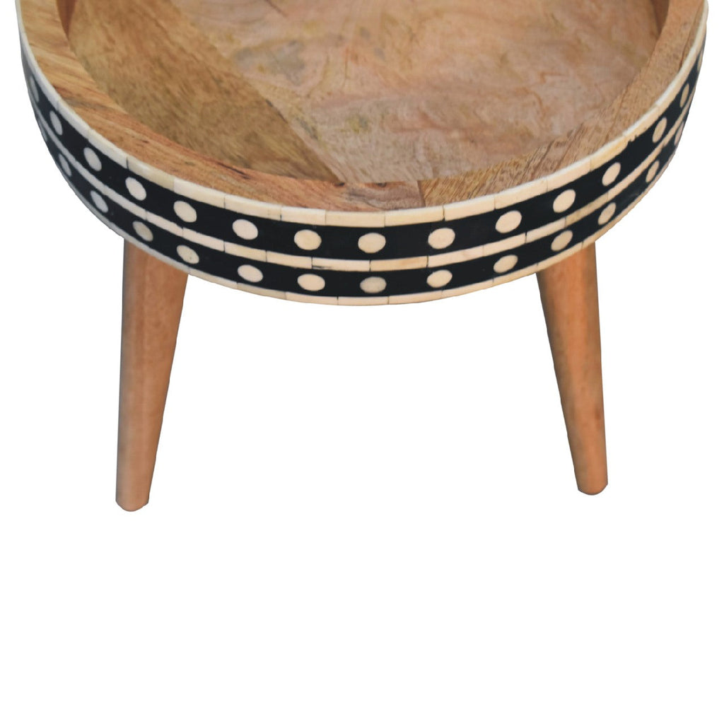 Mini Pattern Nordic Solid Mango Wood End Table – Oak-Ish Finish