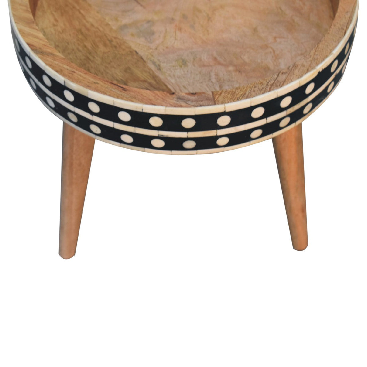 Mini Pattern Nordic Solid Mango Wood End Table – Oak-Ish Finish
