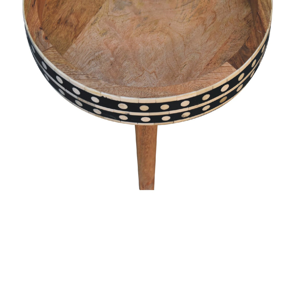 Mini Pattern Nordic Solid Mango Wood End Table – Oak-Ish Finish