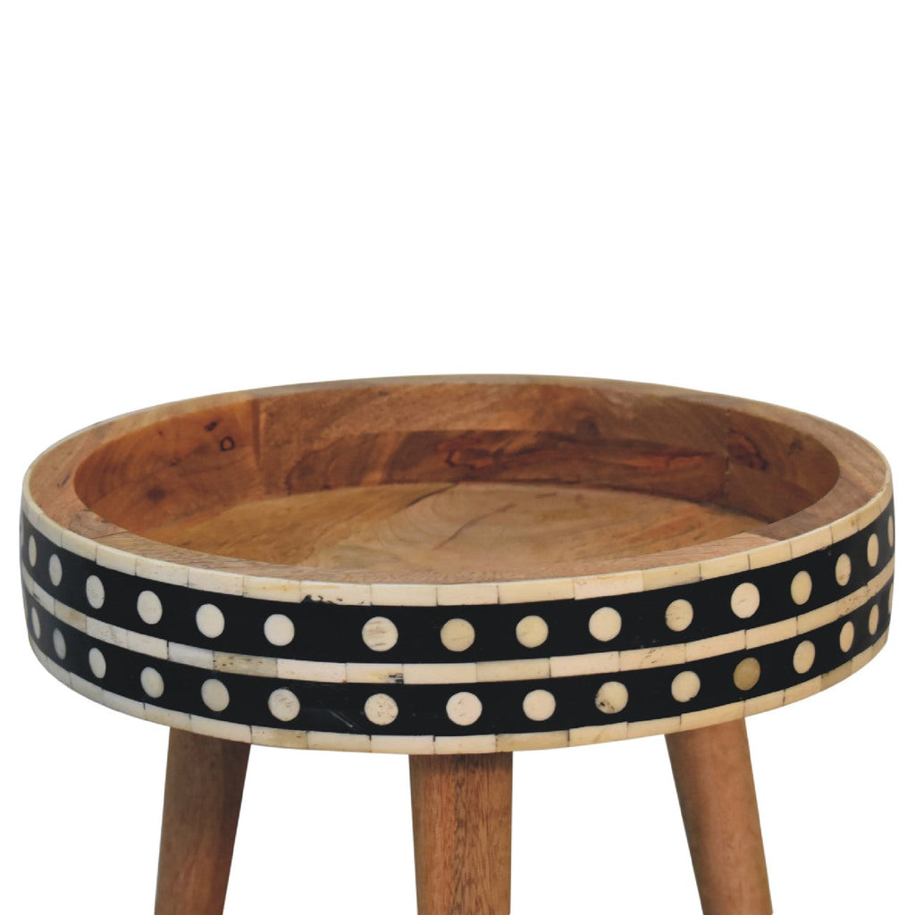 Mini Pattern Nordic Solid Mango Wood End Table – Oak-Ish Finish
