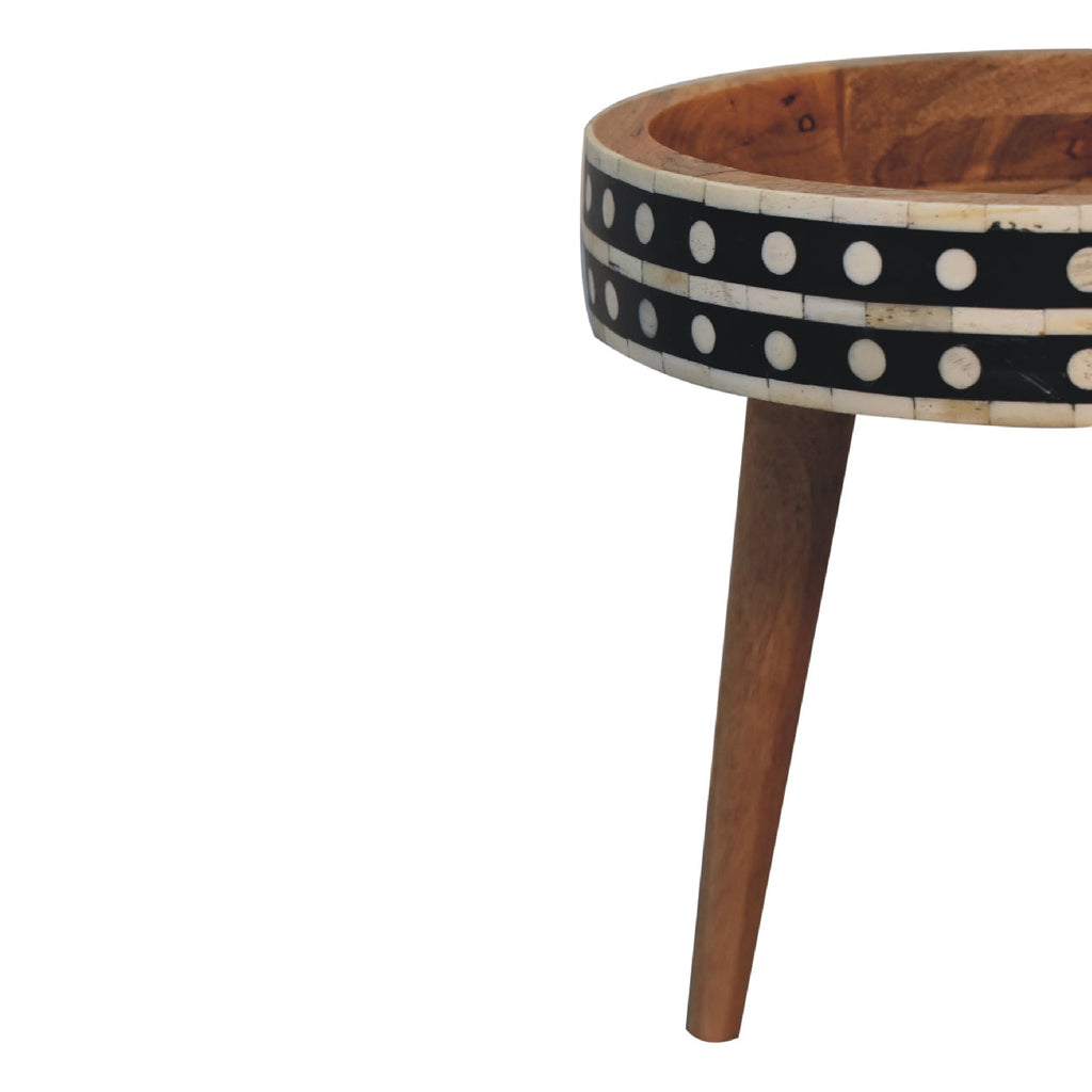 Mini Pattern Nordic Solid Mango Wood End Table – Oak-Ish Finish