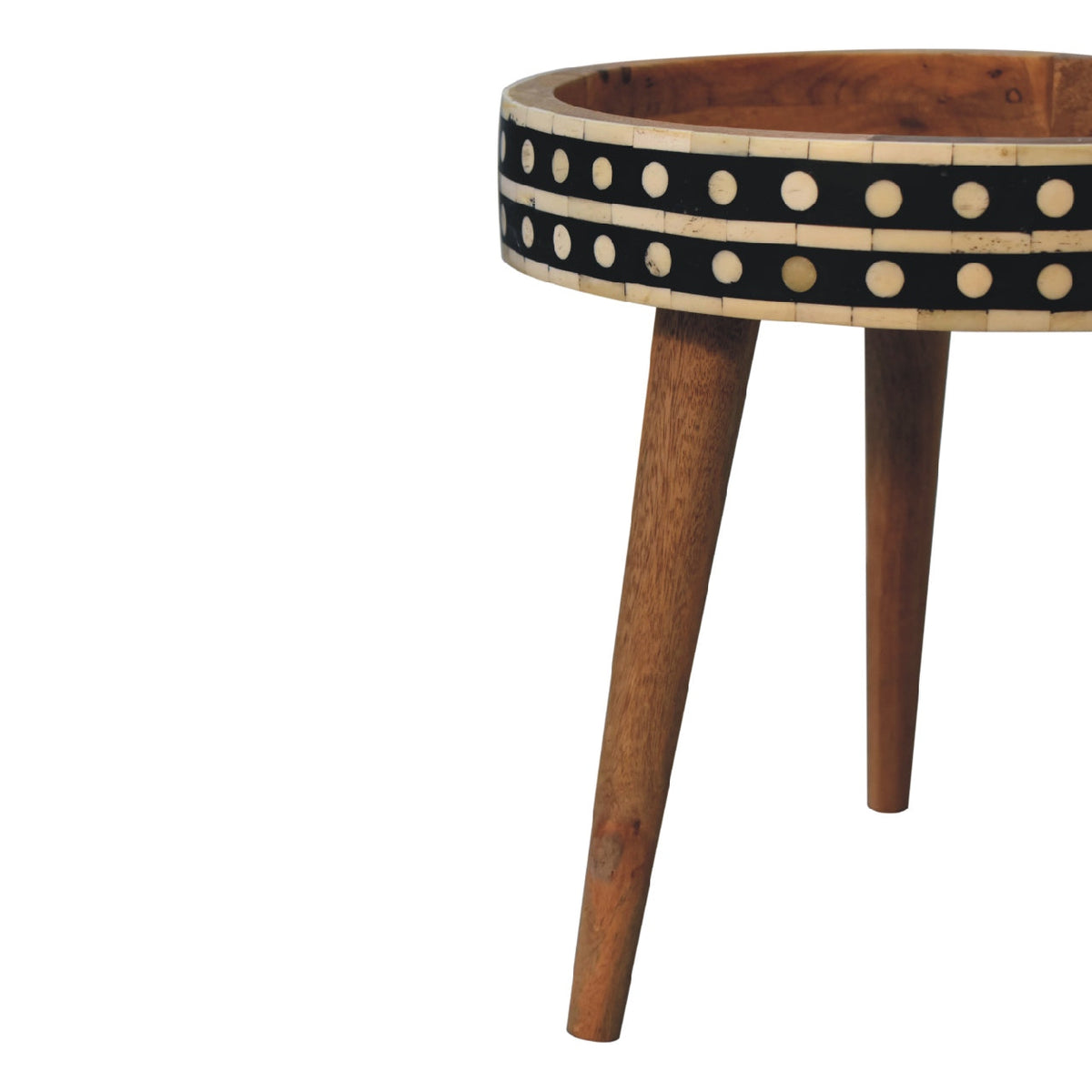 Mini Pattern Nordic Solid Mango Wood End Table – Oak-Ish Finish