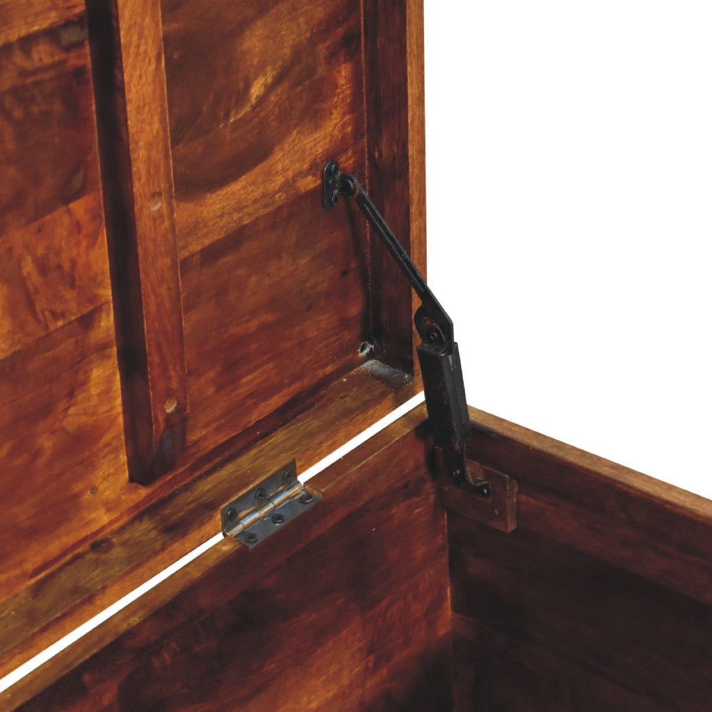 Buffalo Leather & Solid Mango Wood Storage Trunk – Chestnut Finish