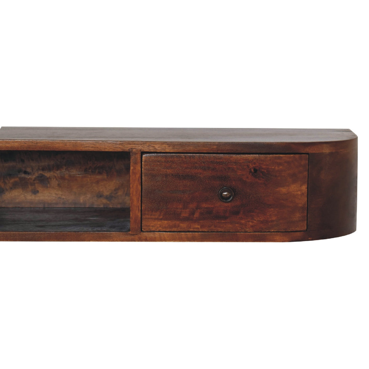 Lunar 2-Drawer Wall-Mounted Solid Mango Wood Console – Chestnut Finish