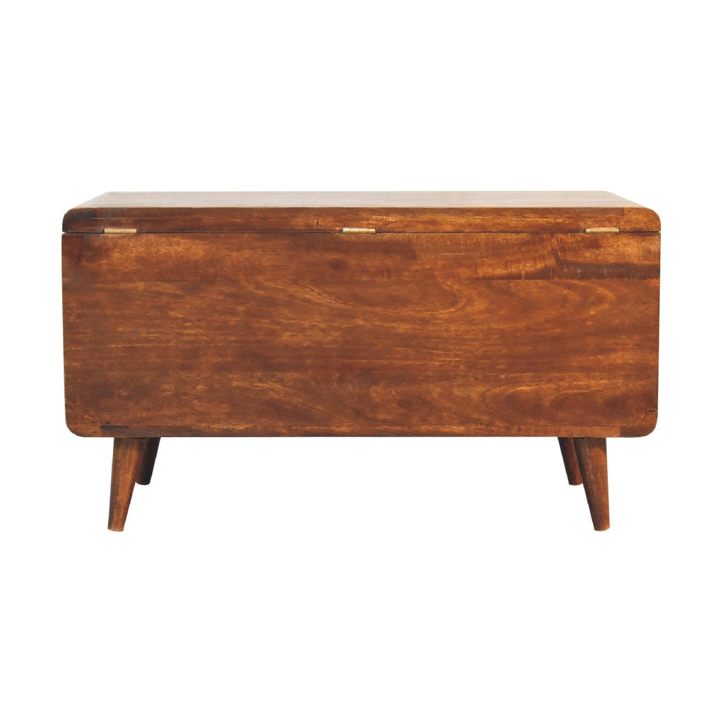 Curved Solid Mango Wood Blanket Chest – Chestnut Finish