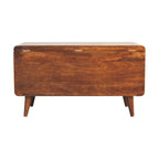 Curved Solid Mango Wood Blanket Chest – Chestnut Finish