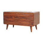 Curved Solid Mango Wood Blanket Chest – Chestnut Finish