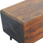 Curved Solid Mango Wood Blanket Chest – Chestnut Finish