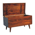 Curved Solid Mango Wood Blanket Chest – Chestnut Finish