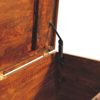 Curved Solid Mango Wood Blanket Chest – Chestnut Finish