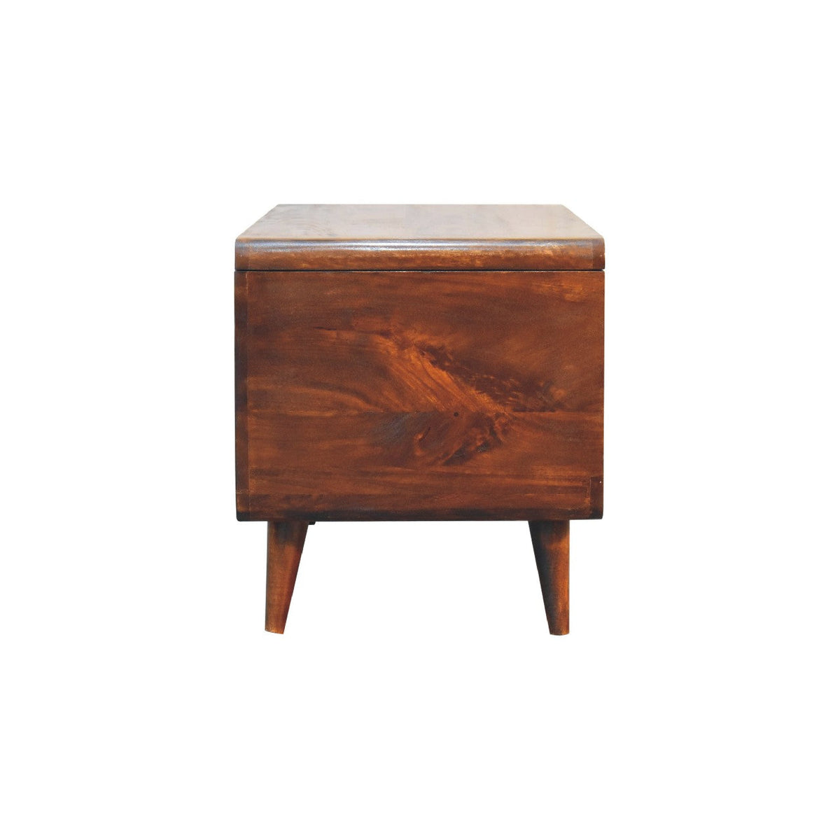 Curved Solid Mango Wood Blanket Chest – Chestnut Finish