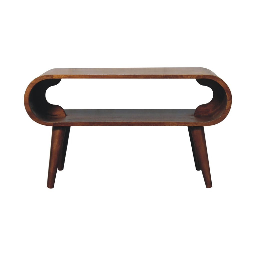 Open Solid Mango Wood Coffee Table – Chestnut Finish