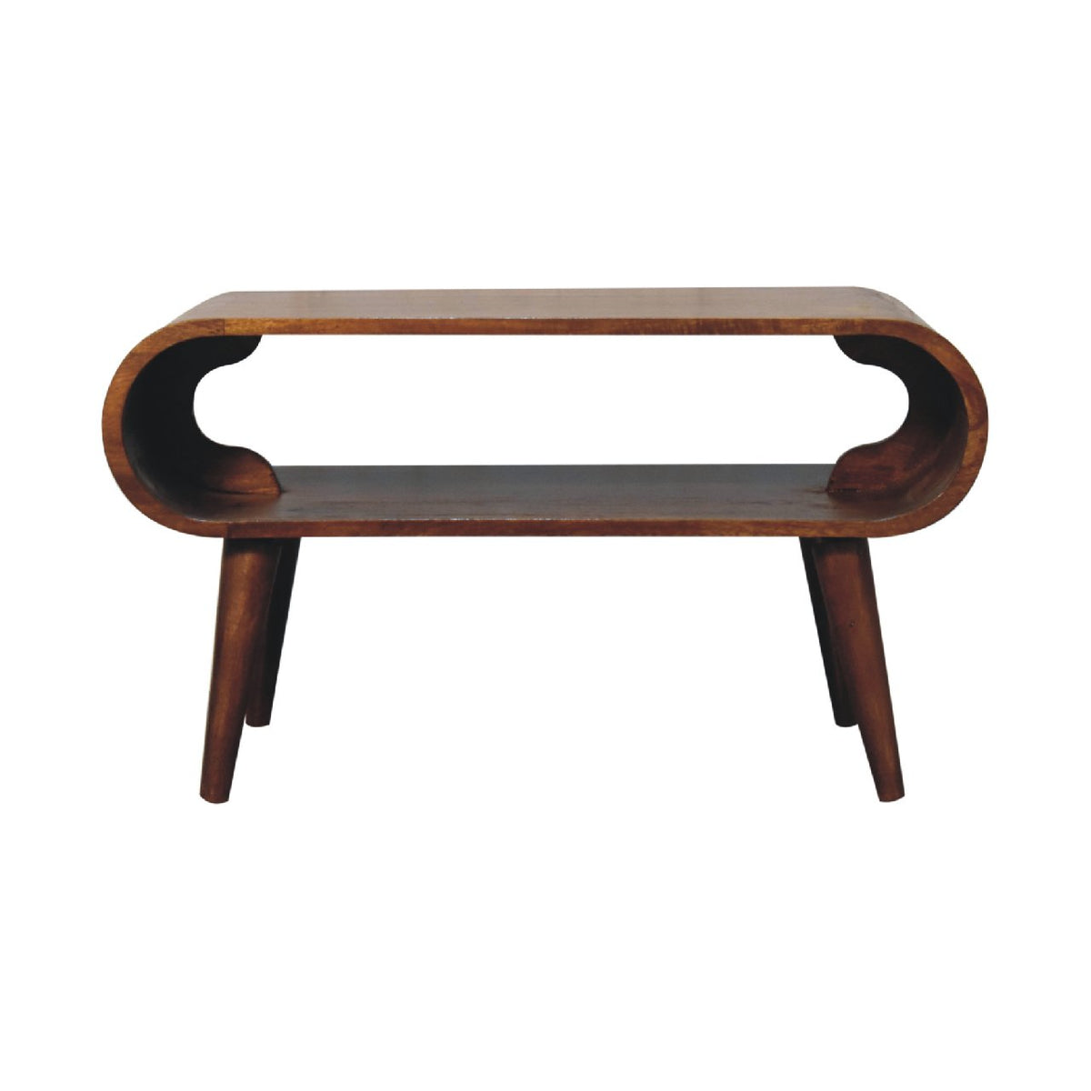 Open Solid Mango Wood Coffee Table – Chestnut Finish