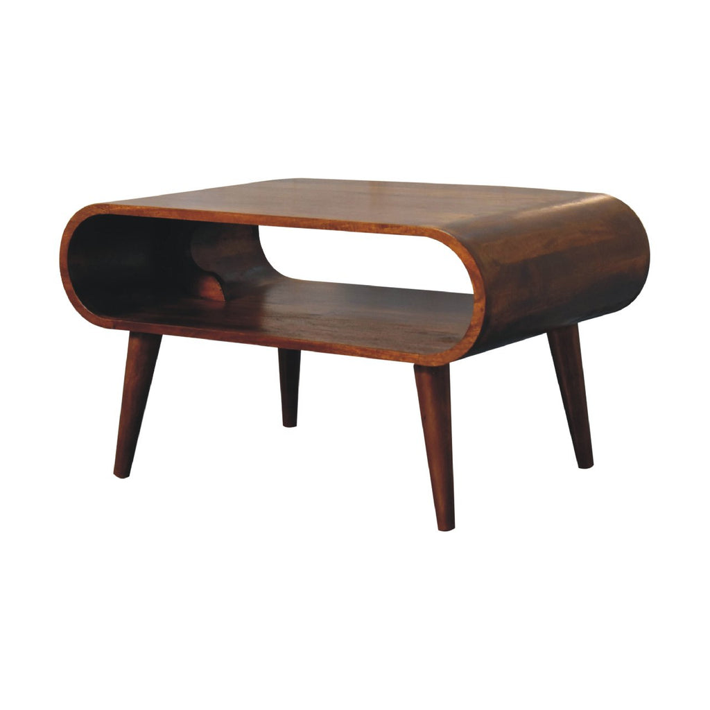 Open Solid Mango Wood Coffee Table – Chestnut Finish