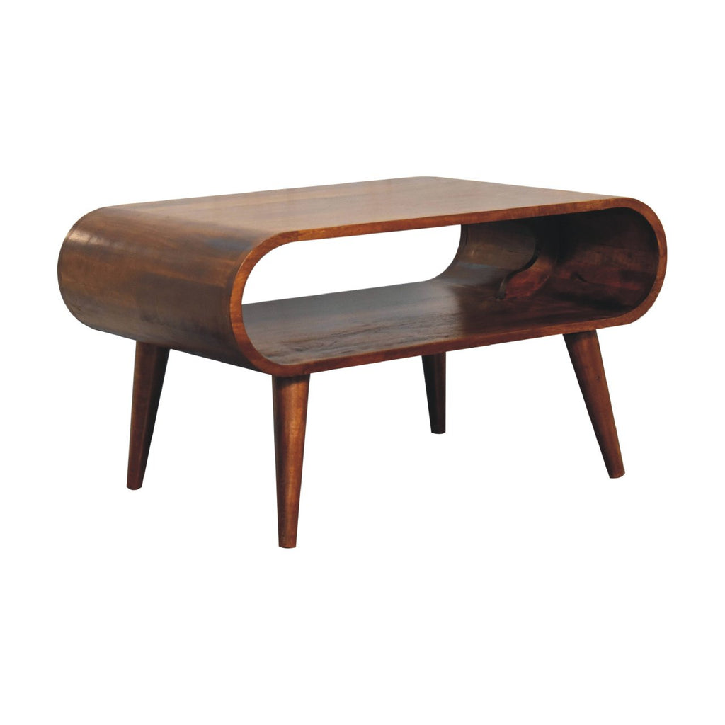 Open Solid Mango Wood Coffee Table – Chestnut Finish