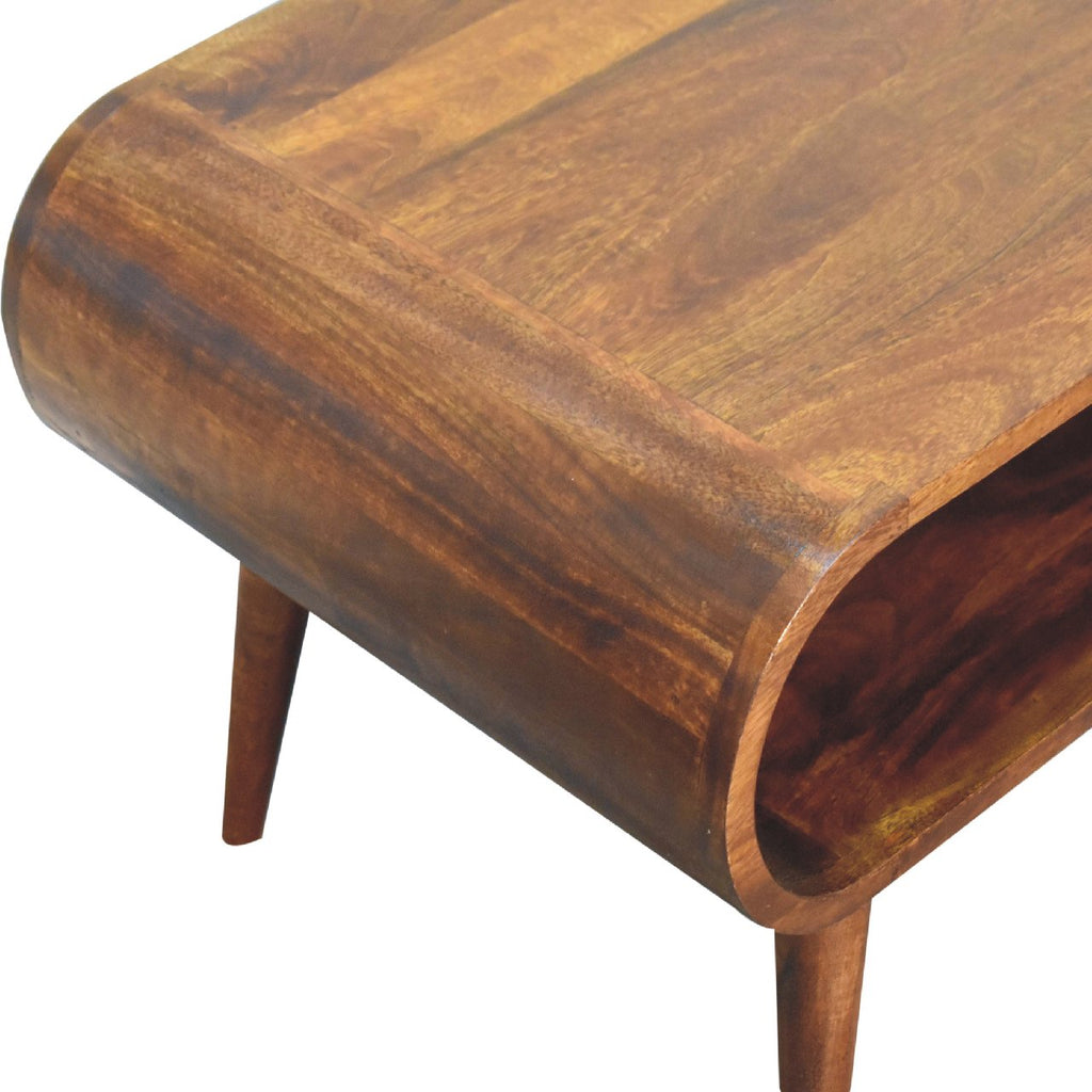 Open Solid Mango Wood Coffee Table – Chestnut Finish