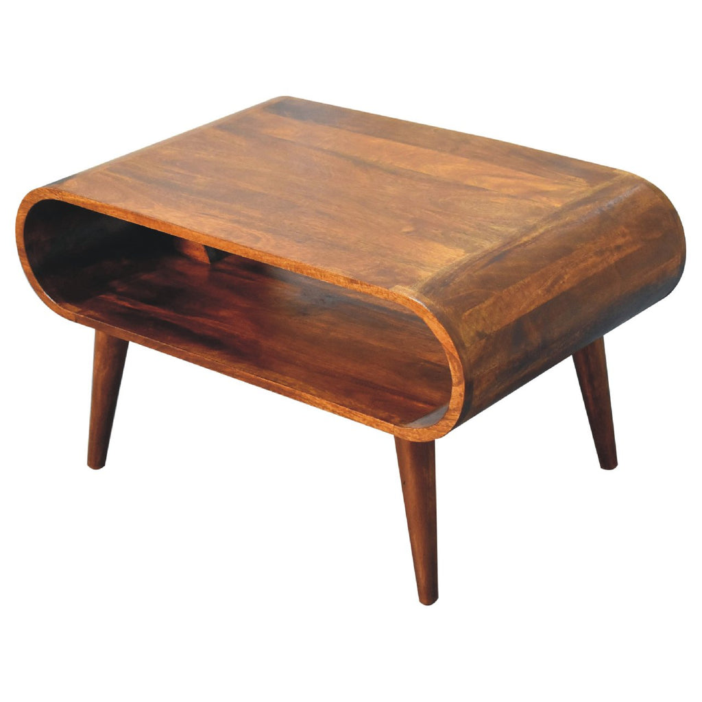 Open Solid Mango Wood Coffee Table – Chestnut Finish