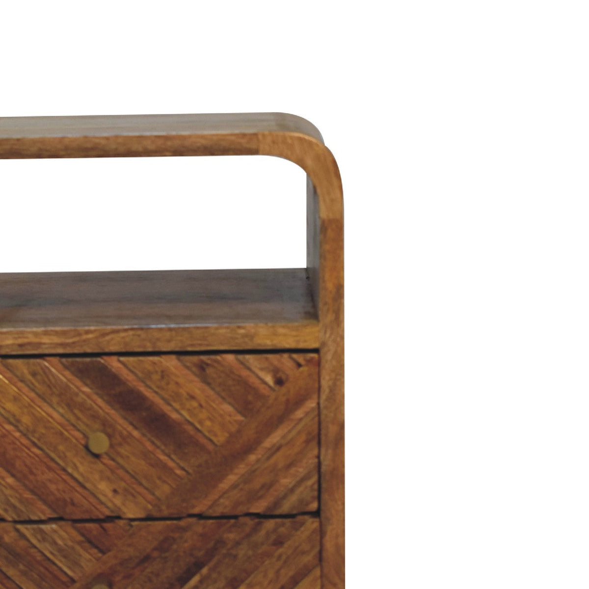 Mini Lille Curved Solid Mango Wood Nightstand – Oak-Ish Finish