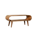 Amaya Solid Mango Wood Coffee Table – Oak-Ish Finish, Open Oval Nordic Design