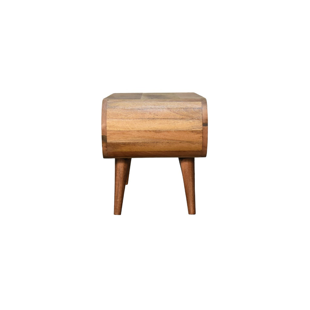 Amaya Solid Mango Wood Coffee Table – Oak-Ish Finish, Open Oval Nordic Design