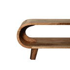 Amaya Solid Mango Wood Coffee Table – Oak-Ish Finish, Open Oval Nordic Design