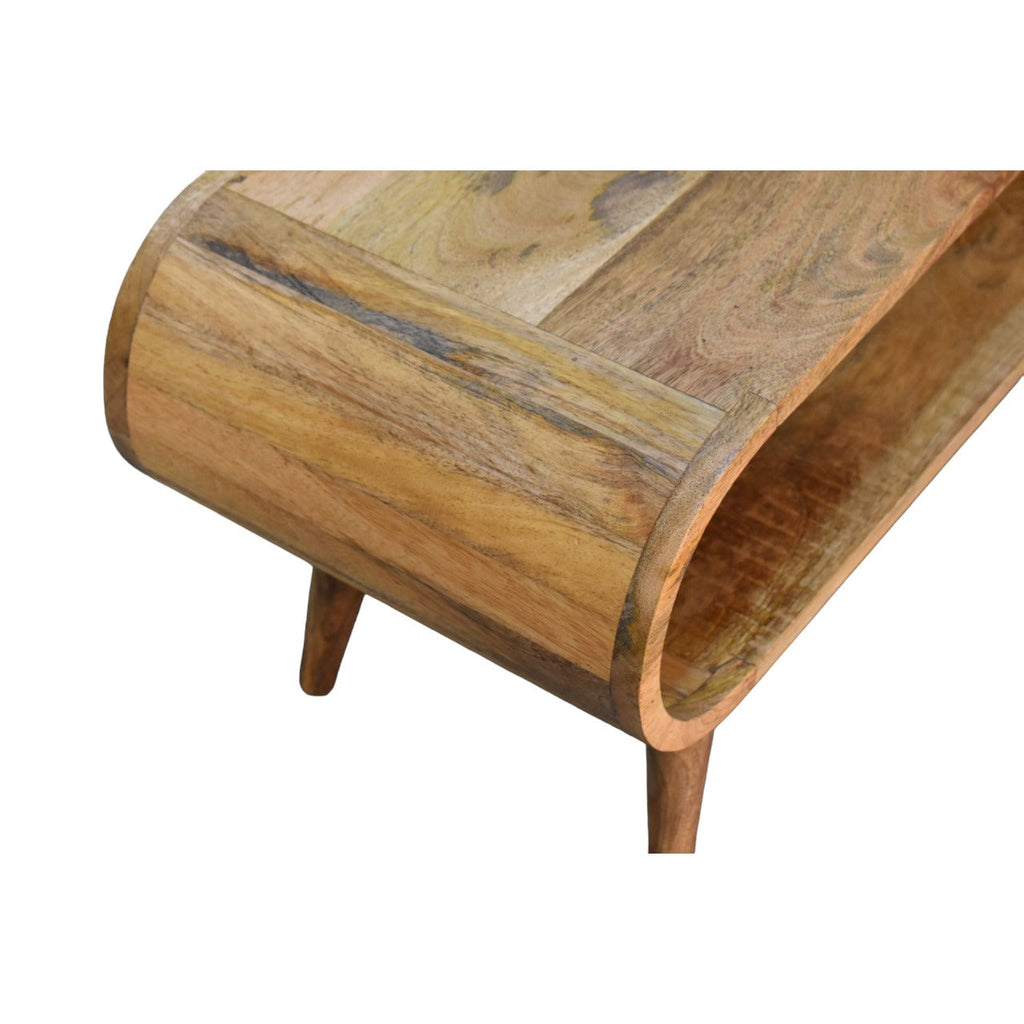 Amaya Solid Mango Wood Coffee Table – Oak-Ish Finish, Open Oval Nordic Design