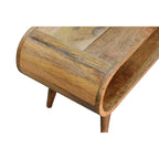 Amaya Solid Mango Wood Coffee Table – Oak-Ish Finish, Open Oval Nordic Design