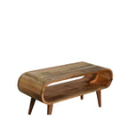 Amaya Solid Mango Wood Coffee Table – Oak-Ish Finish, Open Oval Nordic Design