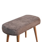 Mocha Faux Fur Fabric Bench – Oak-Ish Finish