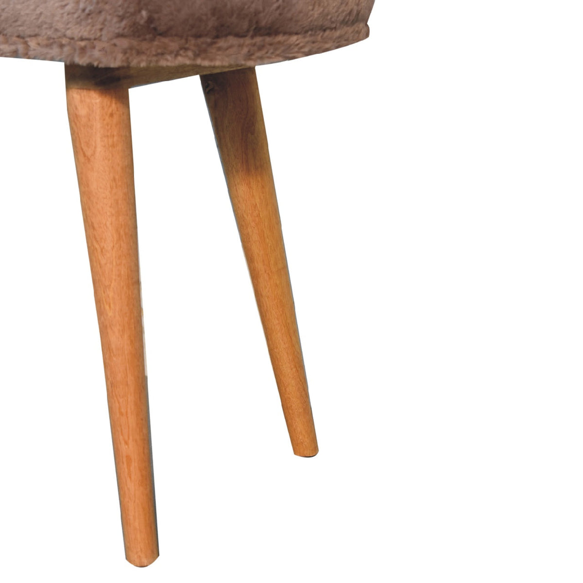 Mocha Faux Fur Fabric Bench – Oak-Ish Finish