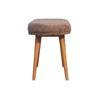 Mocha Faux Fur Fabric Bench – Oak-Ish Finish