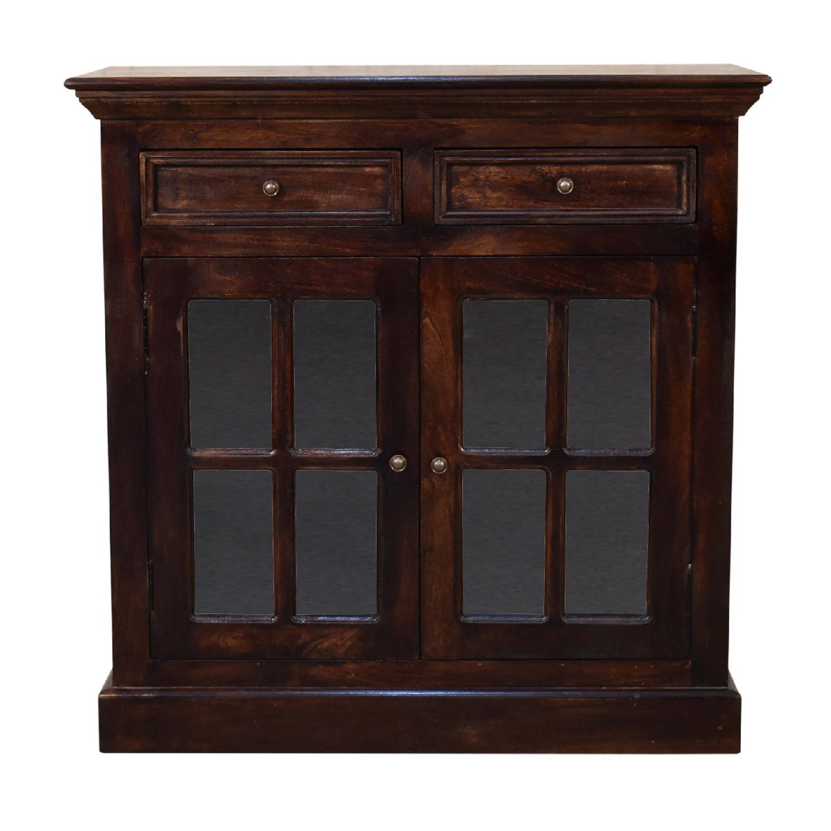 Cabinet with Glazed Doors – Walnut Finish