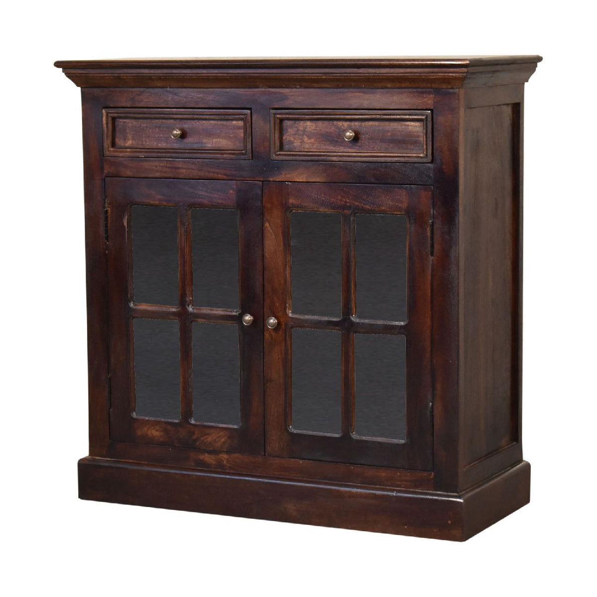 Cabinet with Glazed Doors – Walnut Finish