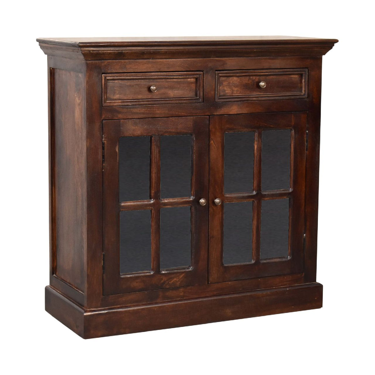 Cabinet with Glazed Doors – Walnut Finish