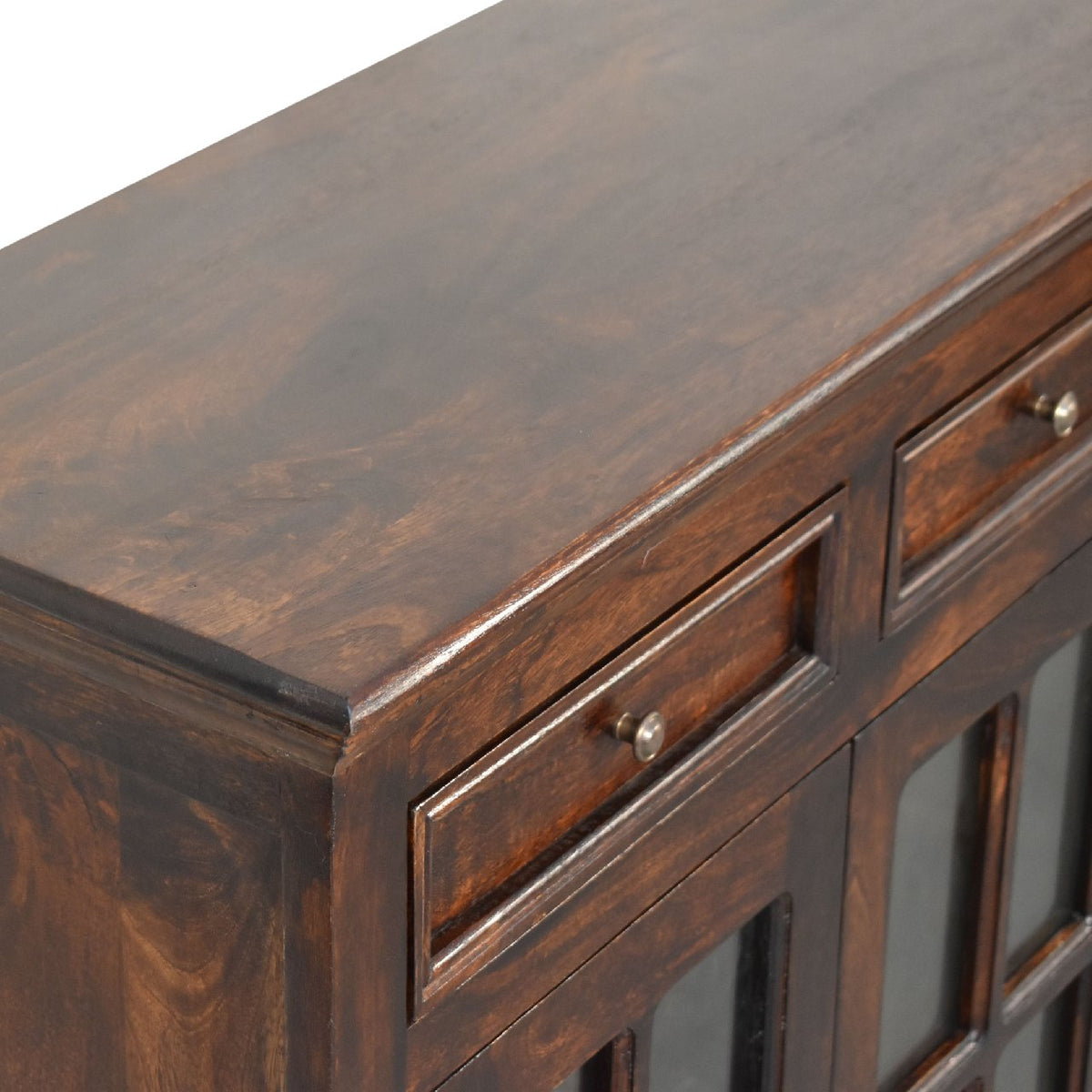 Cabinet with Glazed Doors – Walnut Finish