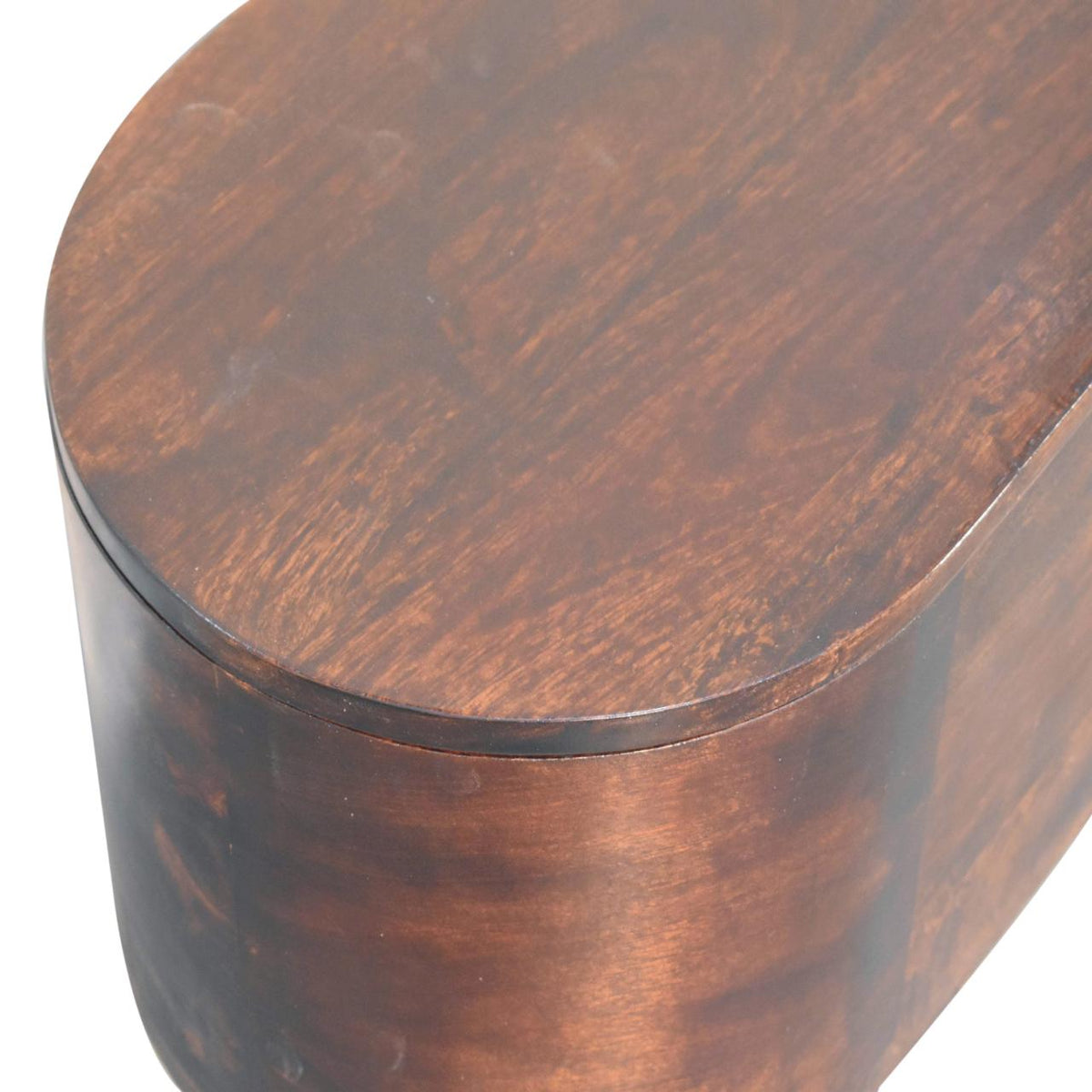 Solid Mango Wood Blanket Chest – Walnut Finish, Rounded Lift-Up Storage