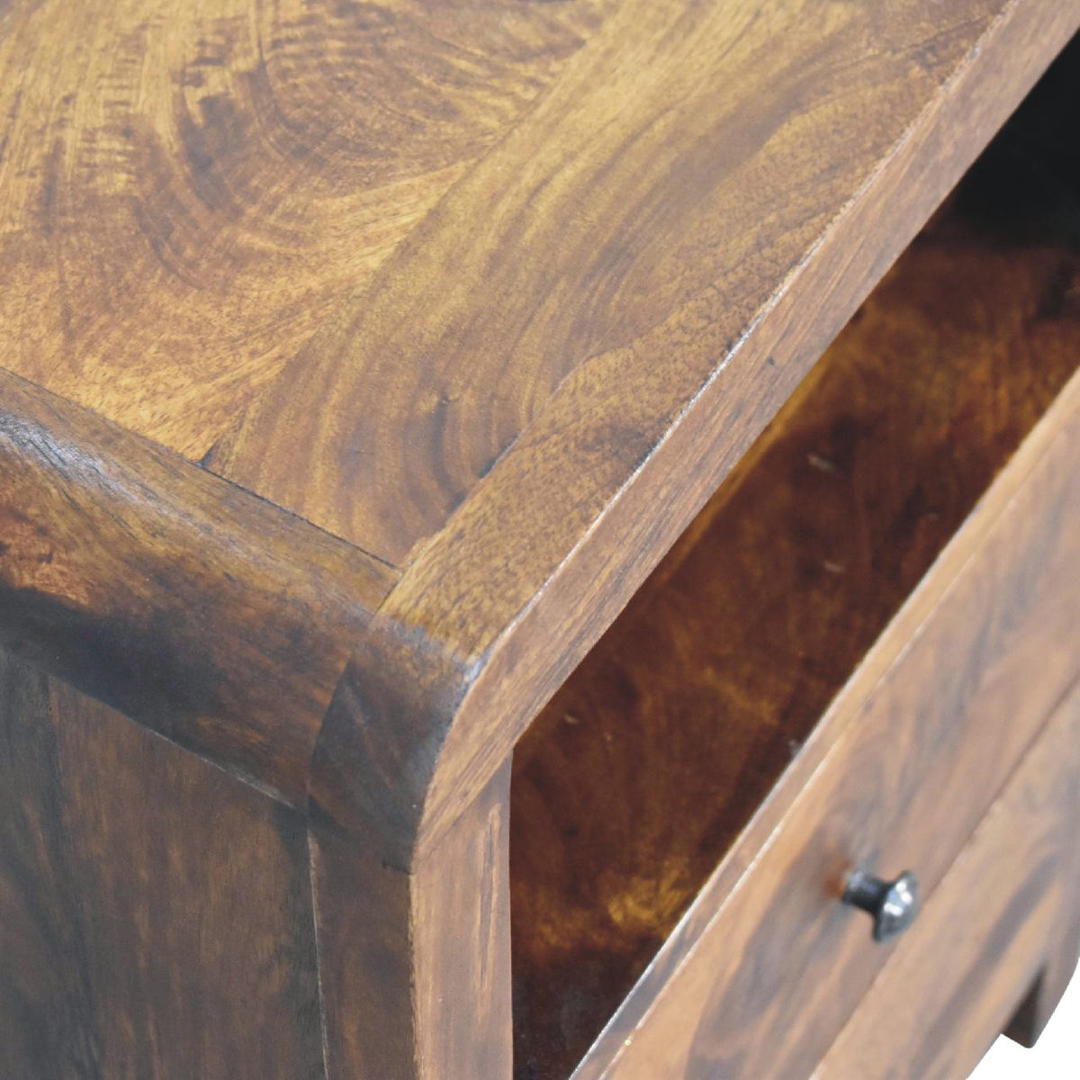 Aspen Solid Mango Wood Nightstand – Chestnut Finish