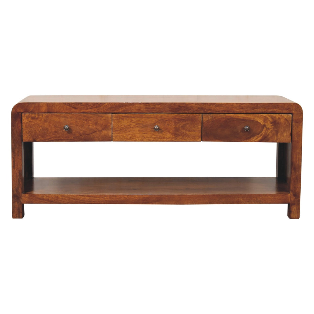Aspen Solid Mango Wood Media Unit – Chestnut Finish