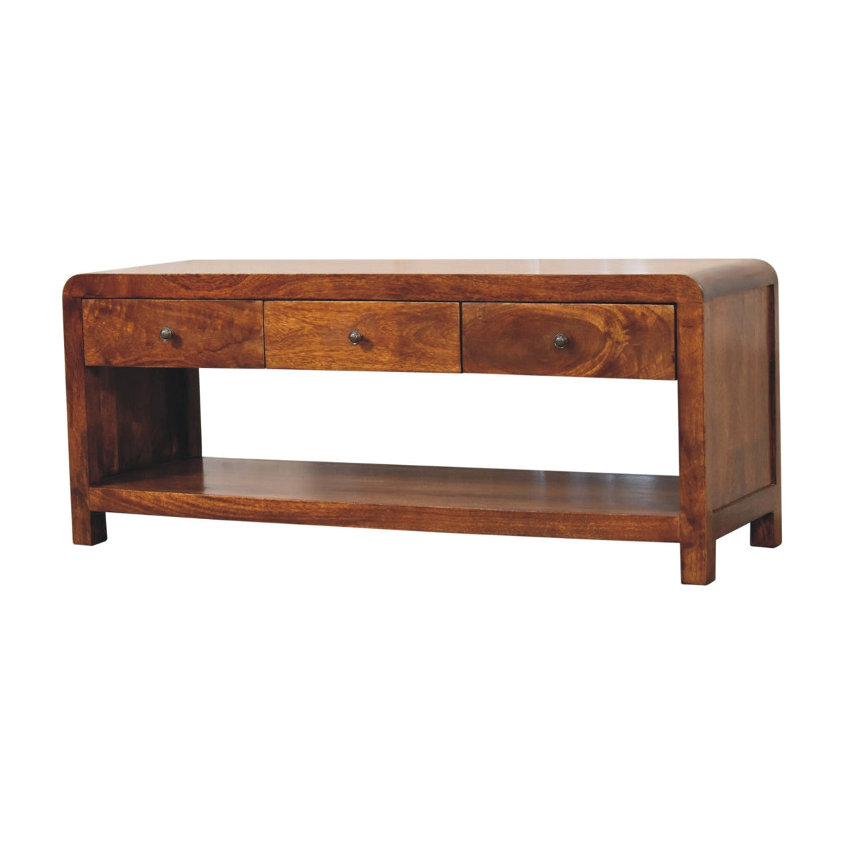 Aspen Solid Mango Wood Media Unit – Chestnut Finish