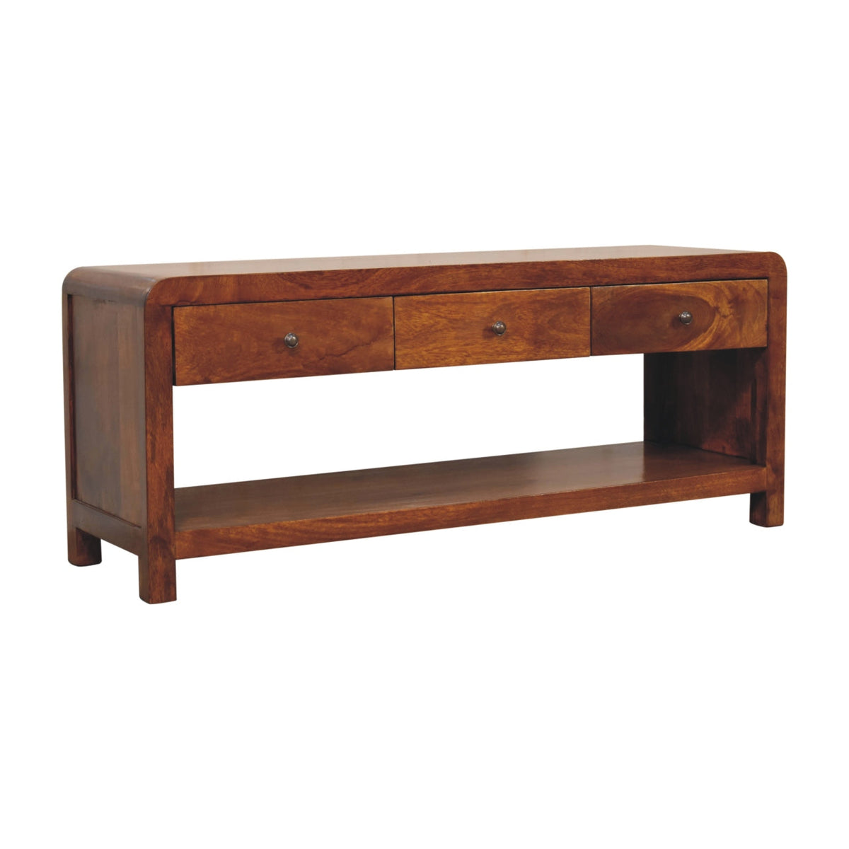 Aspen Solid Mango Wood Media Unit – Chestnut Finish