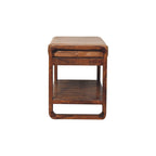Small Buffalo Slatted Hallway Leather Bench – Chestnut Finish