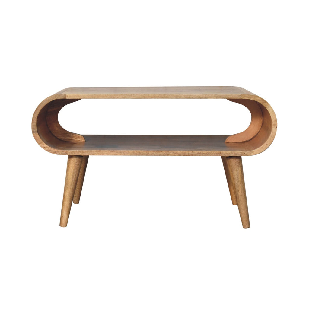 Open Solid Mango Wood Coffee Table – Oak-Ish Finish