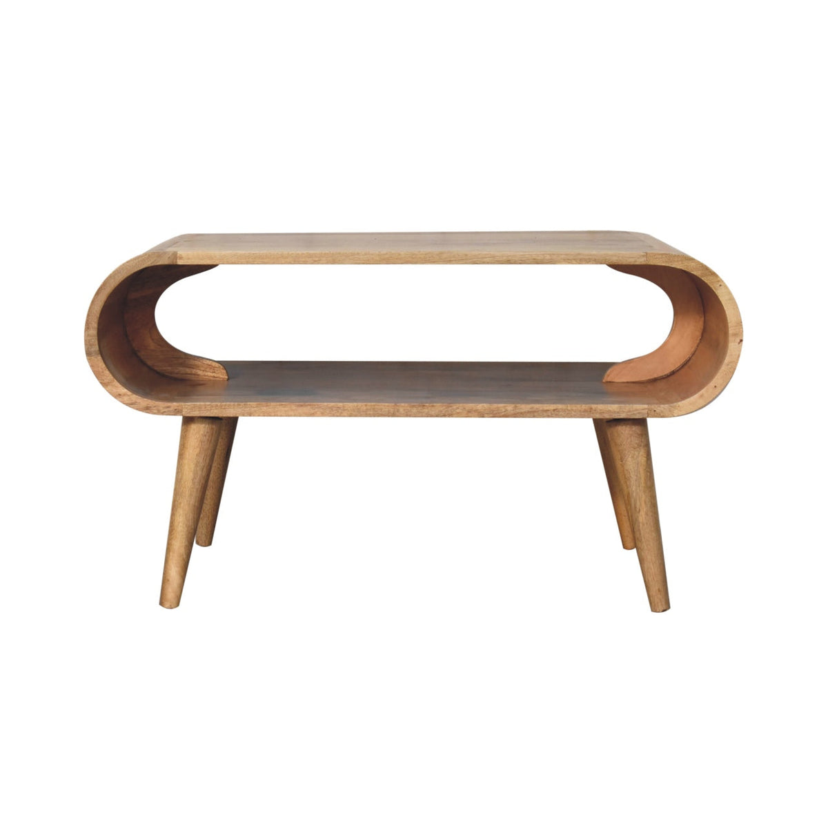 Open Solid Mango Wood Coffee Table – Oak-Ish Finish